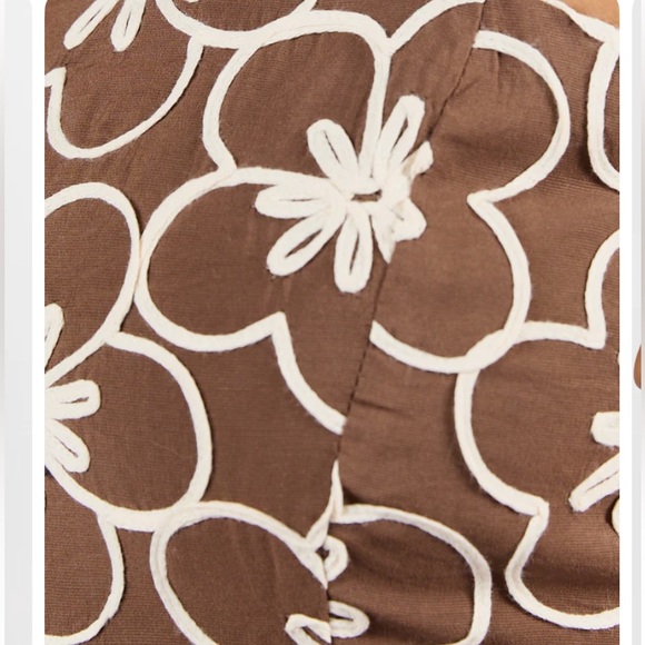 Pink Lily Brown Embroidered Floral Dress Spaghetti Straps Back Zip NWOT Large - Picture 5 of 14